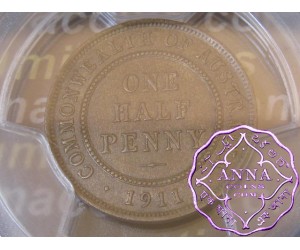 Australia 1911 Halfpenny PCGS MS62BN