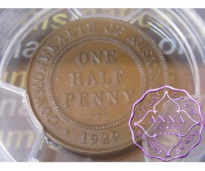Australia 1929 Halfpenny PCGS AU55