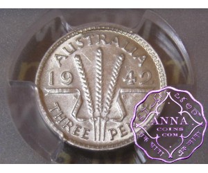 Australia 1942 Threepence PCGS AU58