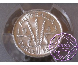 Australia 1943 D Threepence PCGS MS63