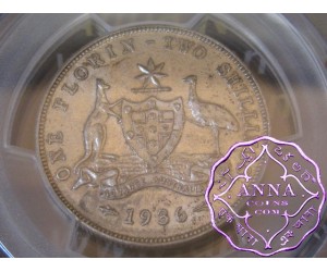Australia 1936 Florin PCGS AU55