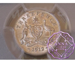 Australia 1912 Threepence PCGS AU55