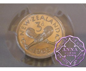 NZ 1965 ProofflikeThreepence PCGS PL66