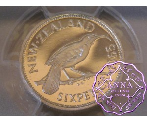 NZ 1965 Proofflike Sixpence PCGS PL67