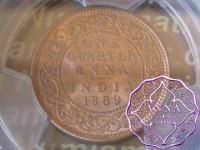 British India 1889 1/4 Anna PCGS MS64RD