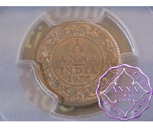 British India 1933 1/12 Anna PCGS MS63RB