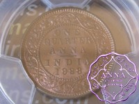 British India 1928 1/4 Anna PCGS MS66RB