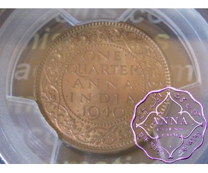 British India 1940 1/4 Anna PCGS MS64RB
