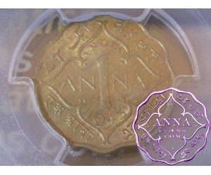 British India 1943 Anna PCGS AU58
