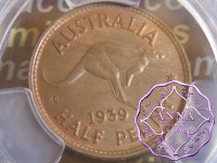 Australia 1939 Roo Halfpenny PCGS MS63BN