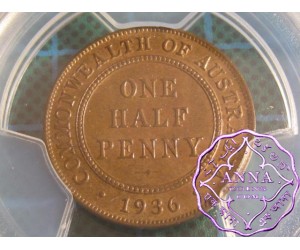 Australia 1936 Halfpenny PCGS MS64RB