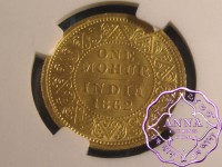 India 1862 British Victoria gold Mohur NGC MS62