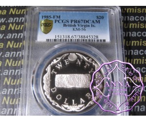 British Virgin Island 1985 Silver Proof $20 KM-56 PCGS PR67 DCAM