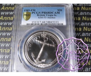 British Virgin Island 1985 Silver Proof $20 KM-53 PCGS PR68 DCAM