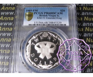 British Virgin Island 1985 Silver Proof $20 KM-51 PCGS PR68 DCAM