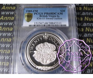 British Virgin Island 1985 Silver Proof $20 KM-55 PCGS PR68 DCAM