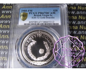 British Virgin Island 1985 Silver Proof $20 KM-72 PCGS PR67 DCAM