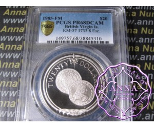 British Virgin Island 1985 Silver Proof $20 KM-57 PCGS PR68 DCAM