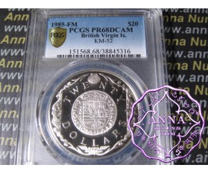British Virgin Island 1985 Silver Proof $20 KM-52 PCGS PR68 DCAM