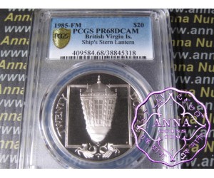 British Virgin Island 1985 Silver Proof $20 KM-67 PCGS PR68 DCAM