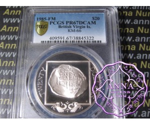 British Virgin Island 1985 Silver Proof $20 KM-66 PCGS PR67 DCAM