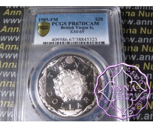 British Virgin Island 1985 Silver Proof $20 KM-69 PCGS PR67 DCAM