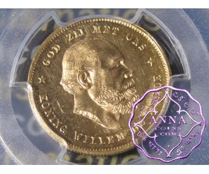 Netherlands 1877 Willem III Gold 10 Gulden PCGS MS64