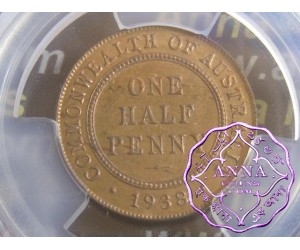 Australia 1938 Halfpenny PCGS MS63RB