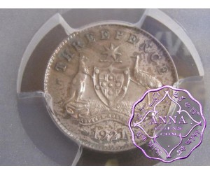 Australia 1921 Non Nint Mark Threepence PCGS MS63