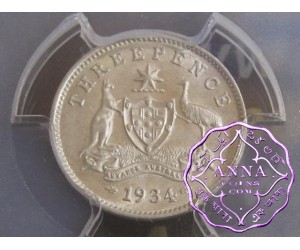 Australia 1934 Threepence PCGS MS63