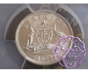 Australia 1951 PL Sixpence PCGS MS63