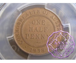 Australia 1938 Halfpenny PCGS MS63RB