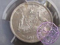 Australia 1910 Sixpence PCGS MS64+