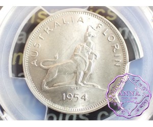 Australia 1954 Royal Visit Florin PCGS MS64