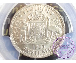 Australia 1957 Florin PCGS MS64