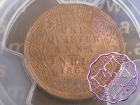 British India 1862 M 1/4 Anna PCGS MS63RB
