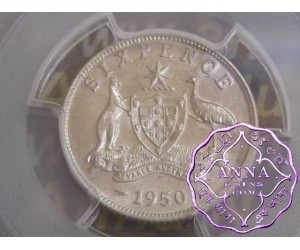 Australia 1950 Sixpence PCGS AU58