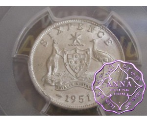 Australia 1951 Sixpence PCGS MS62