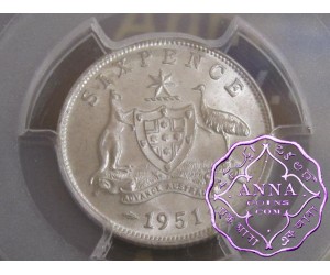 Australia 1951 Sixpence PCGS MS63
