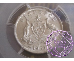 Australia 1951 Sixpence PCGS MS64
