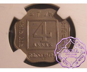 British India 1920b 4 Anna NGC MS62