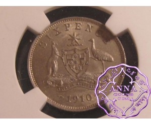 Australia 1910 Sixpence NGC MS63