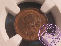 Canada 1870 Anticosti Island 1/8 Penny Copper Token NGC MS63RB