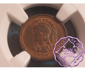 Canada 1870 Anticosti Island 1/8 Penny Copper Token NGC MS63RB