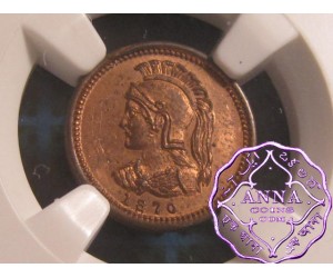 Canada 1870 Anticosti Island 1/8 Penny Copper Token NGC MS63RB (2)