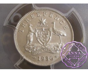 Australia 1936 Threepence PCGS MS63