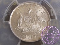 Australia 1910 Sixpence PCGS UNC Detail