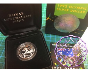 Australia 1992 $1 silver proof Coin w/box & COA