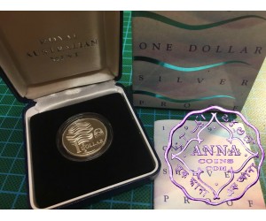 Australia 1993 $1 silver proof Coin w/box & COA