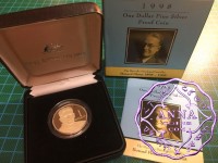 Australia 1998 $1 silver proof Coin w/box & COA